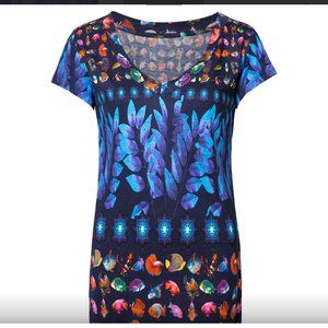 Desigual Erika Tropical Fish V Neck Tee Shirt